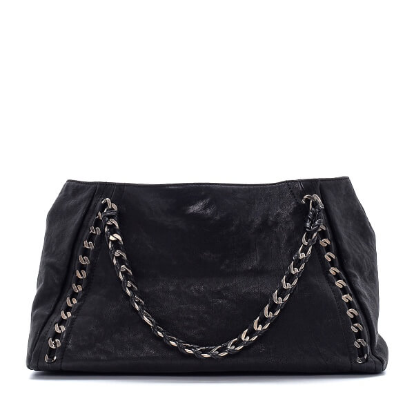Chanel - Black Caviar Leather Metal Chain Shoulder Bag